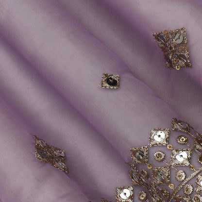 Lavender Color Organza Embroidery Fabric