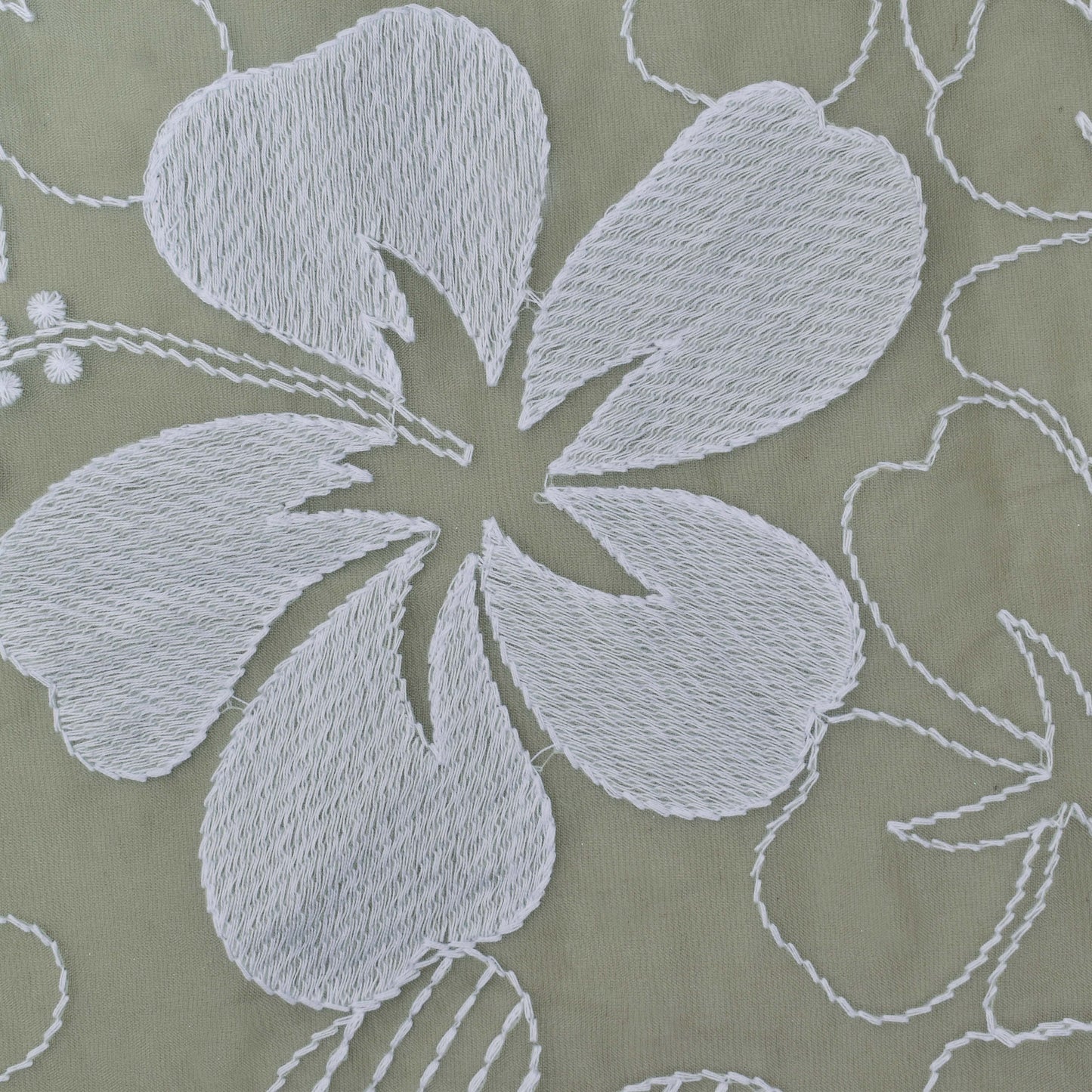 Pista Green Color Organza Embroidery Fabric