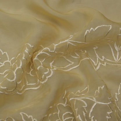 Cream Color Organza Border Embroidery Fabric