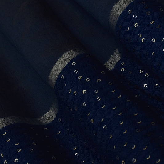 Multi Color Chanderi Tie & Die Border Embroidery Fabric