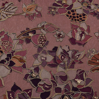 Multicolor Crepe Position Print Embroidery Fabric