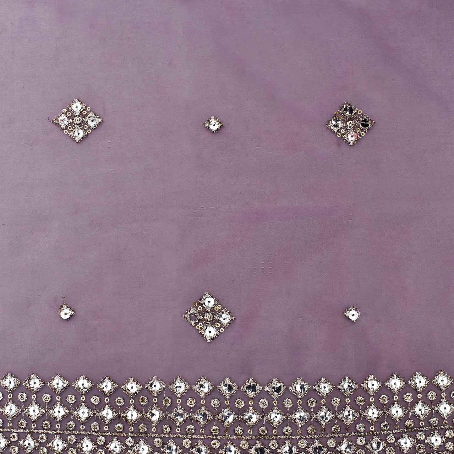 Lavender Color Organza Embroidery Fabric