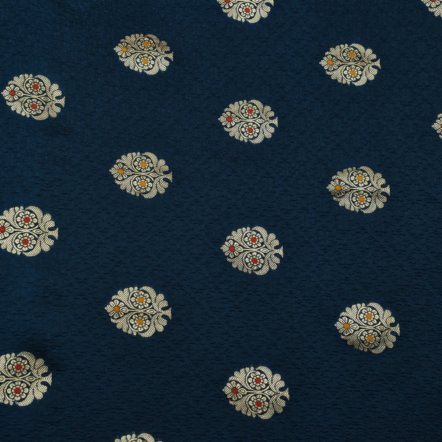 Teal Blue Color Katan Meena Brocade Fabric