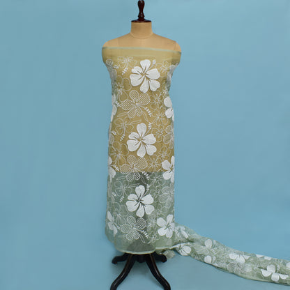 Pista Green Color Organza Embroidery Fabric