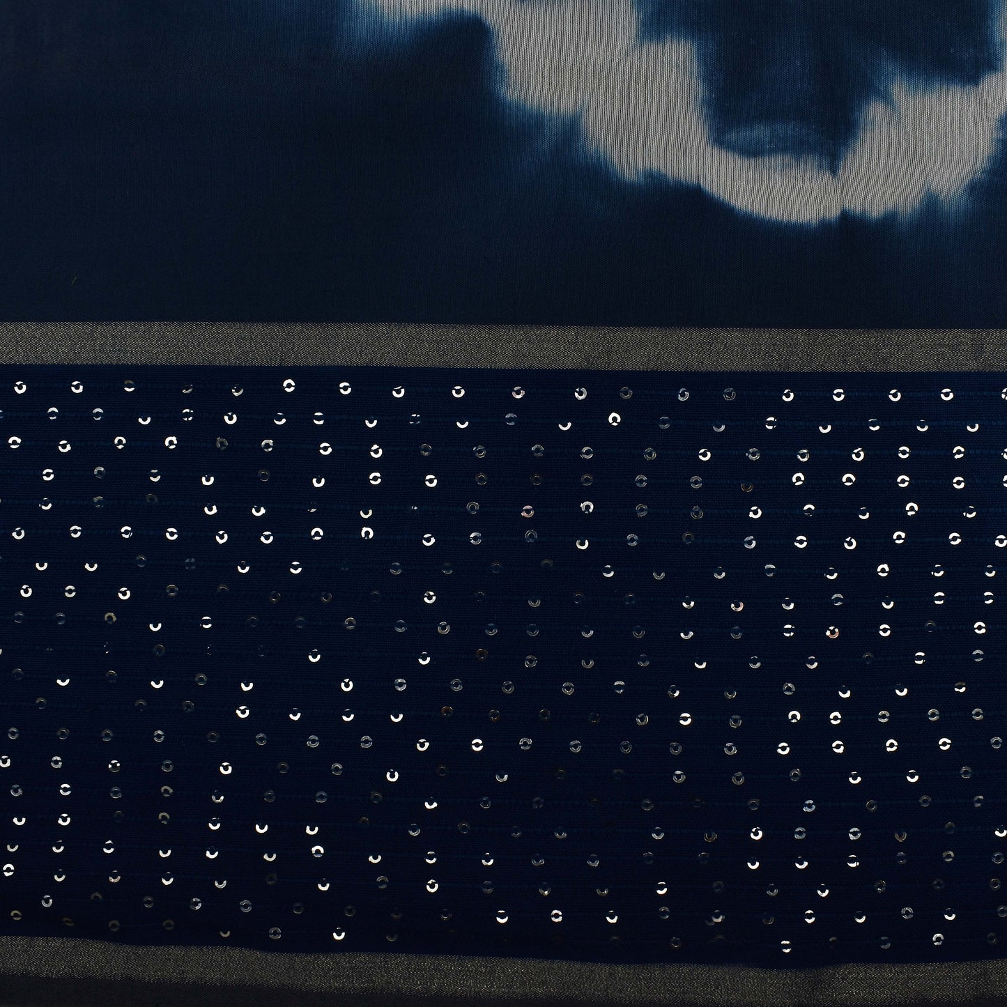 Multi Color Chanderi Tie & Die Border Embroidery Fabric