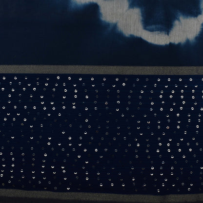 Multi Color Chanderi Tie & Die Border Embroidery Fabric