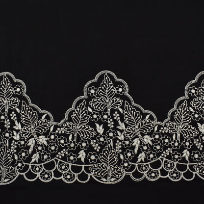 Black Color Cotton Plazo Embroidery Fabric