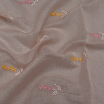 Ivory Pink Color Chanderi Booti Fabric