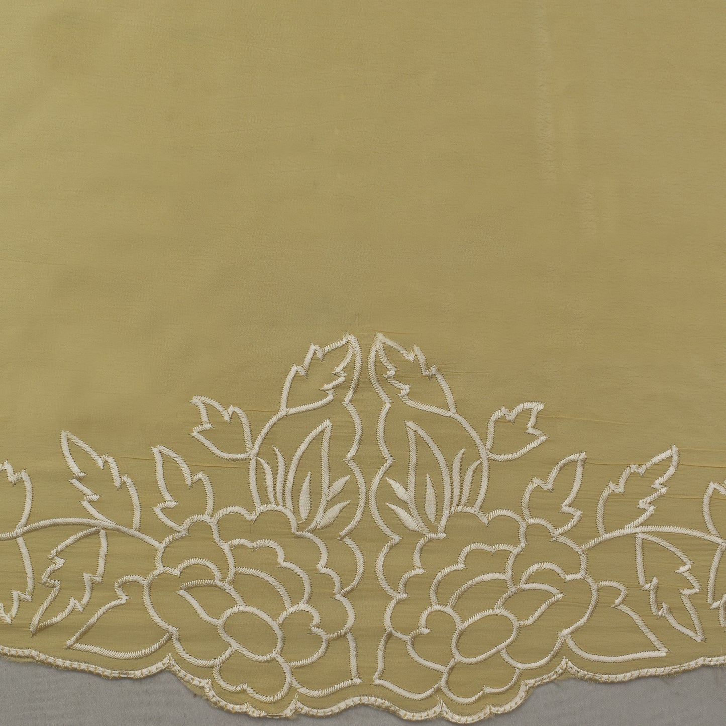 Cream Color Crepe Border Embroidery Fabric