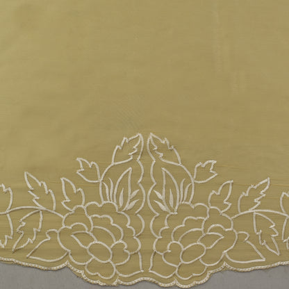 Cream Color Crepe Border Embroidery Fabric