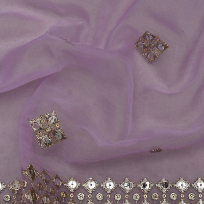 Lavender Color Organza Embroidery Fabric