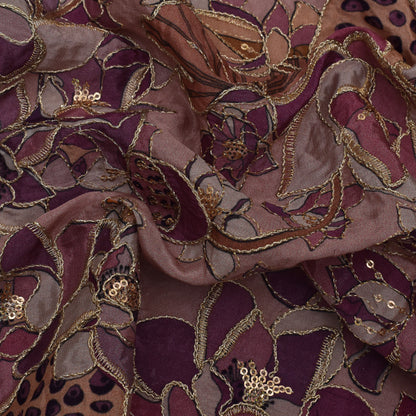 Multicolor Crepe Position Print Embroidery Fabric