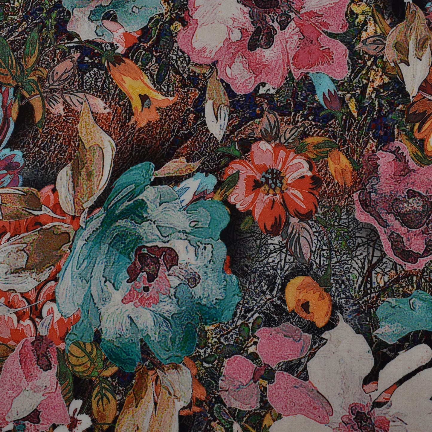 Multi Color Crepe Print Fabric