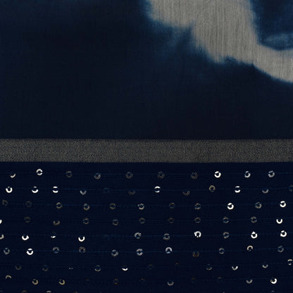 Multi Color Chanderi Tie & Die Border Embroidery Fabric