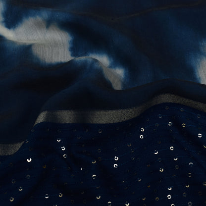 Multi Color Chanderi Tie & Die Border Embroidery Fabric