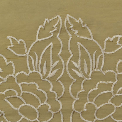 Cream Color Crepe Border Embroidery Fabric