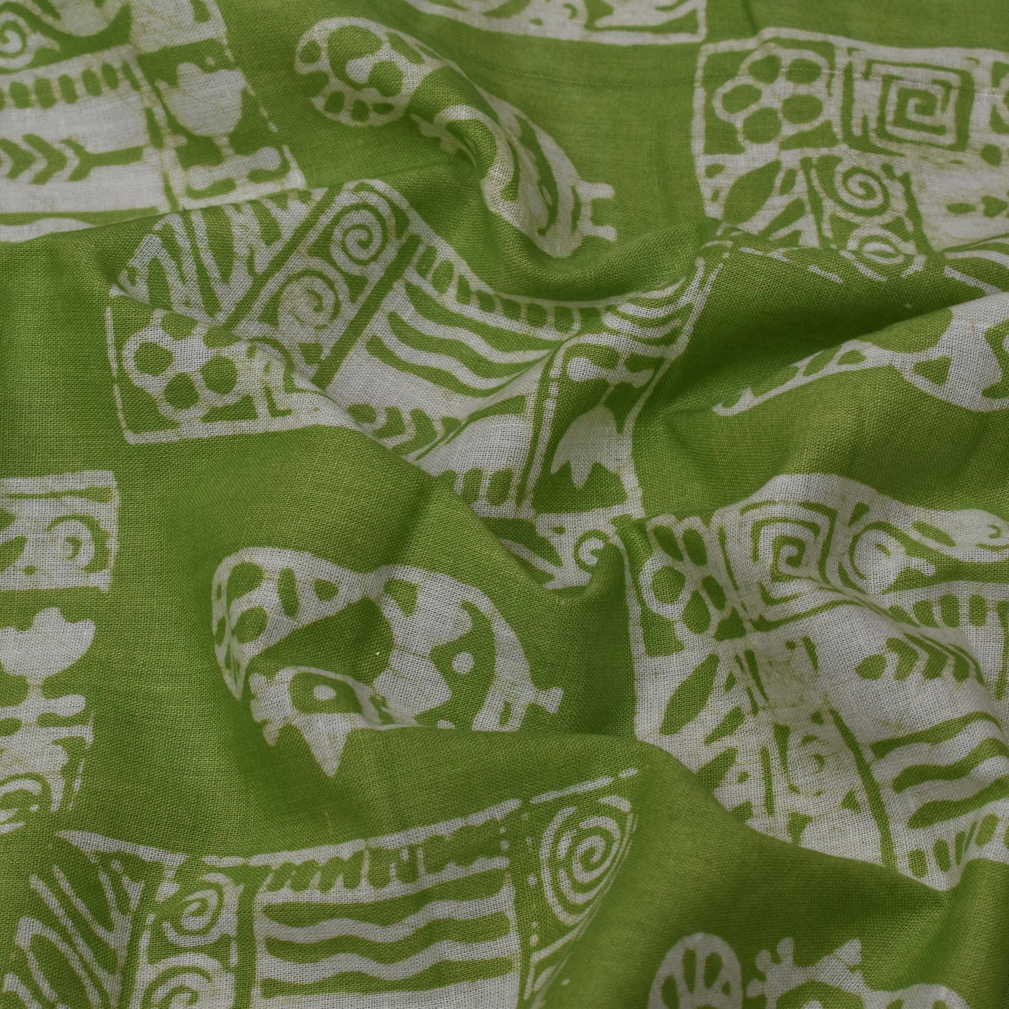 Pista Green Color Cotton Batik Print Fabric