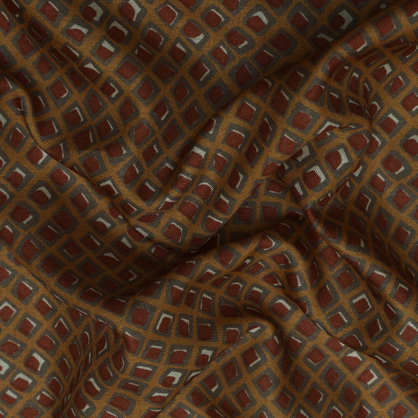 Multi Color Slub Tussar Print Fabric