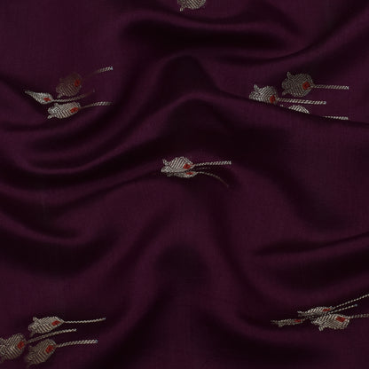 Wine Color Munga Brocade Fabric