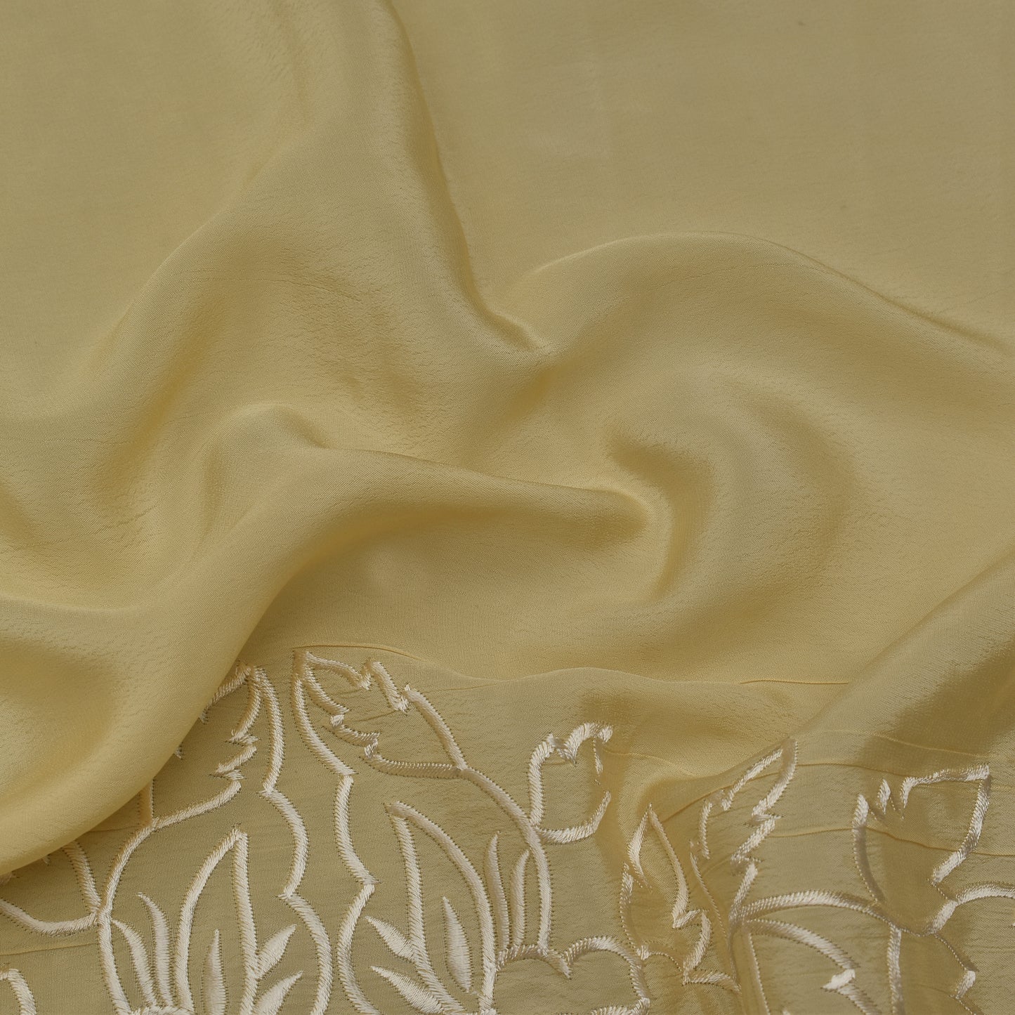 Cream Color Crepe Border Embroidery Fabric