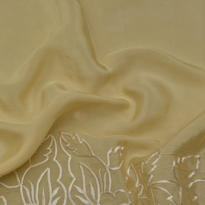 Cream Color Crepe Border Embroidery Fabric