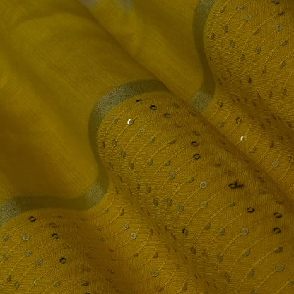 Multi Color Chanderi Tie & Die Border Embroidery Fabric