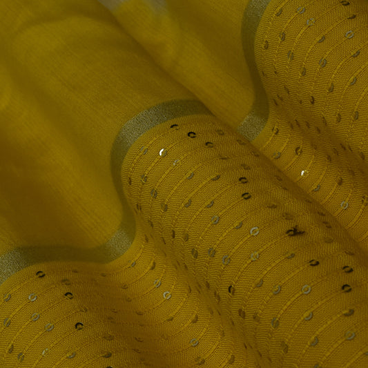 Multi Color Chanderi Tie & Die Border Embroidery Fabric