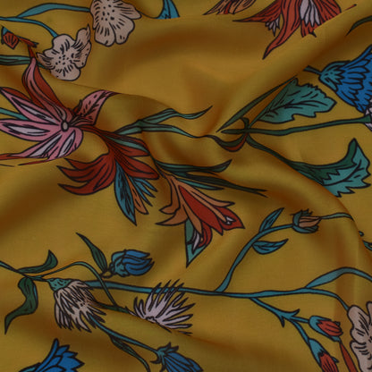 Multi Color Georgette Satin Print Fabric