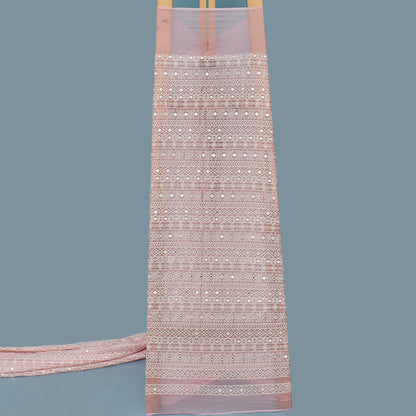 Pink Color Georgette Embroidery Fabric