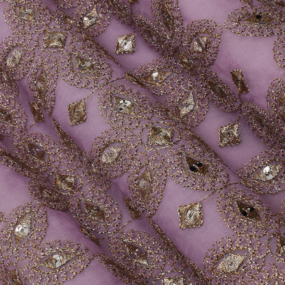 Lavender Color Georgette Embroidery Fabric