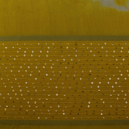 Multi Color Chanderi Tie & Die Border Embroidery Fabric