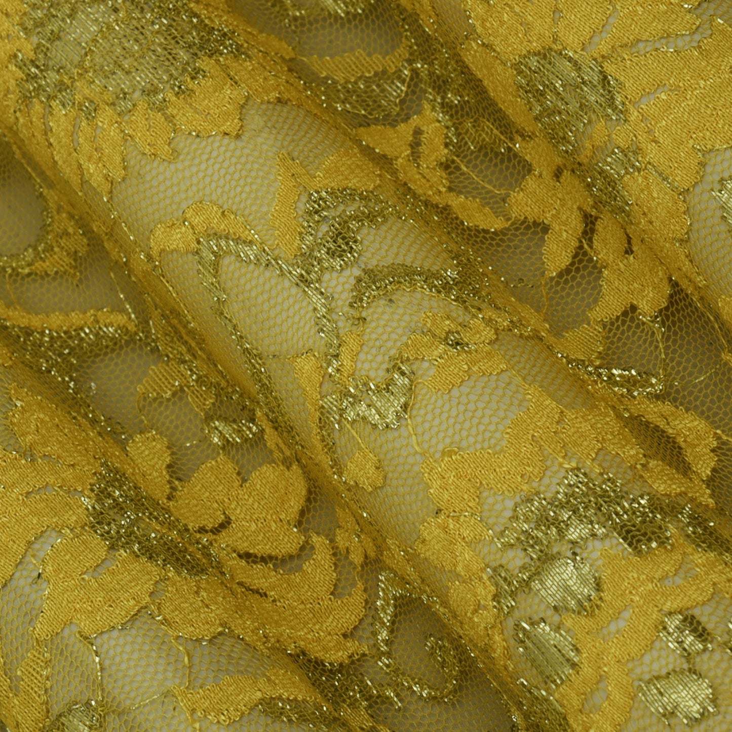 Yellow Color Chantilly Lace Fabric