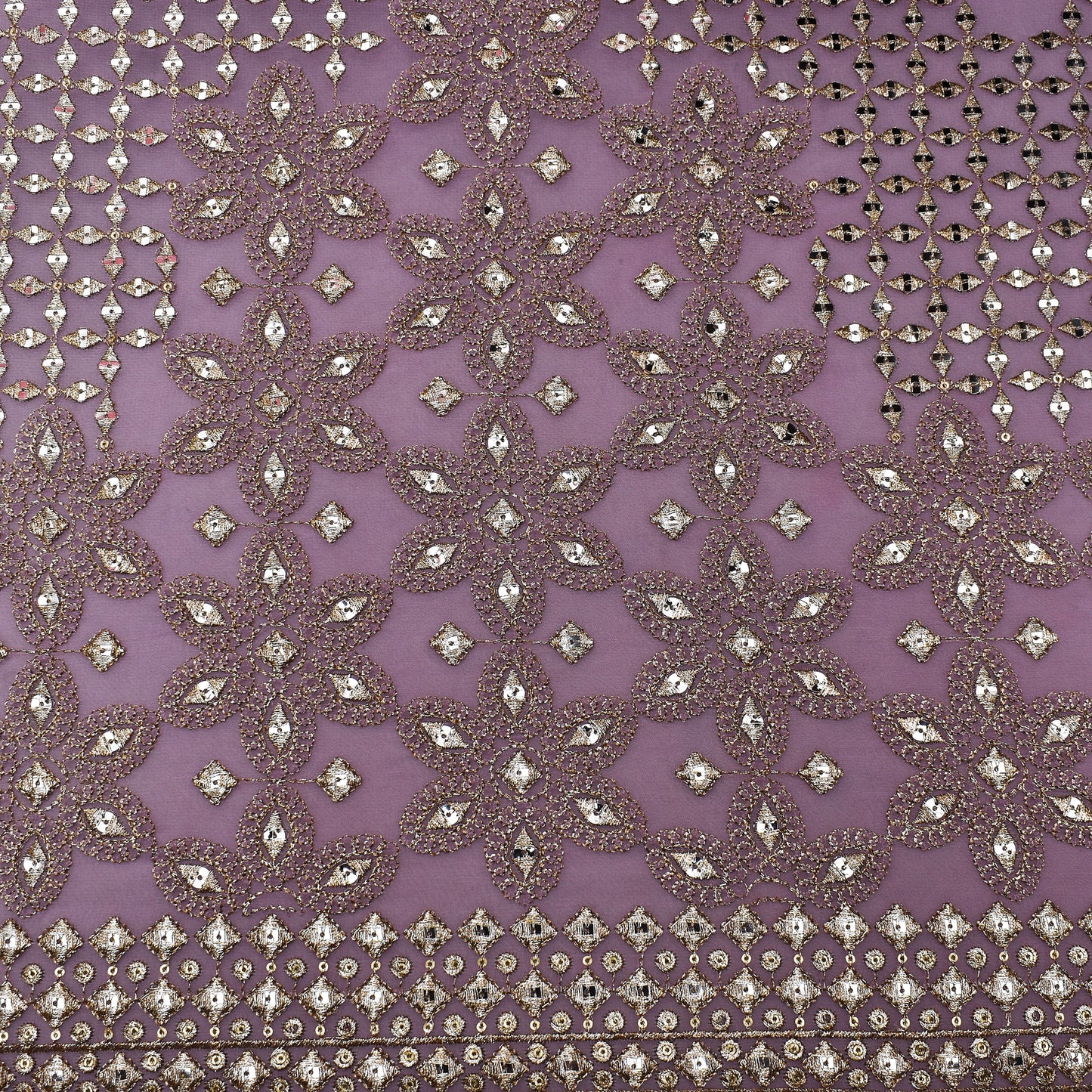 Lavender Color Georgette Embroidery Fabric