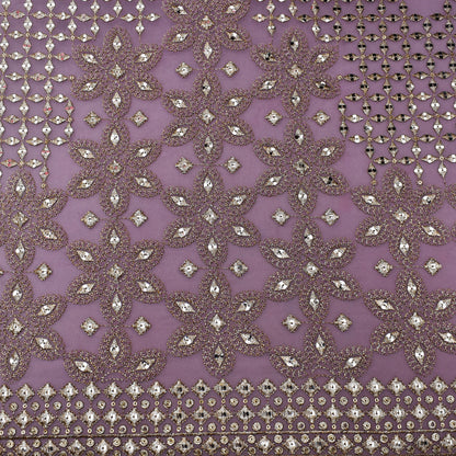 Lavender Color Georgette Embroidery Fabric