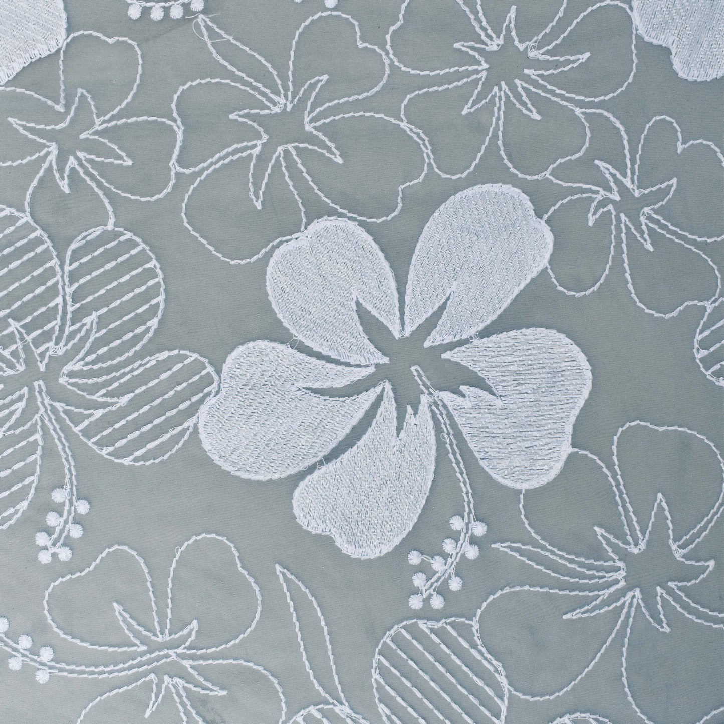 Sea Green Color Organza Embroidery Fabric