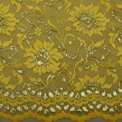 Yellow Color Chantilly Lace Fabric