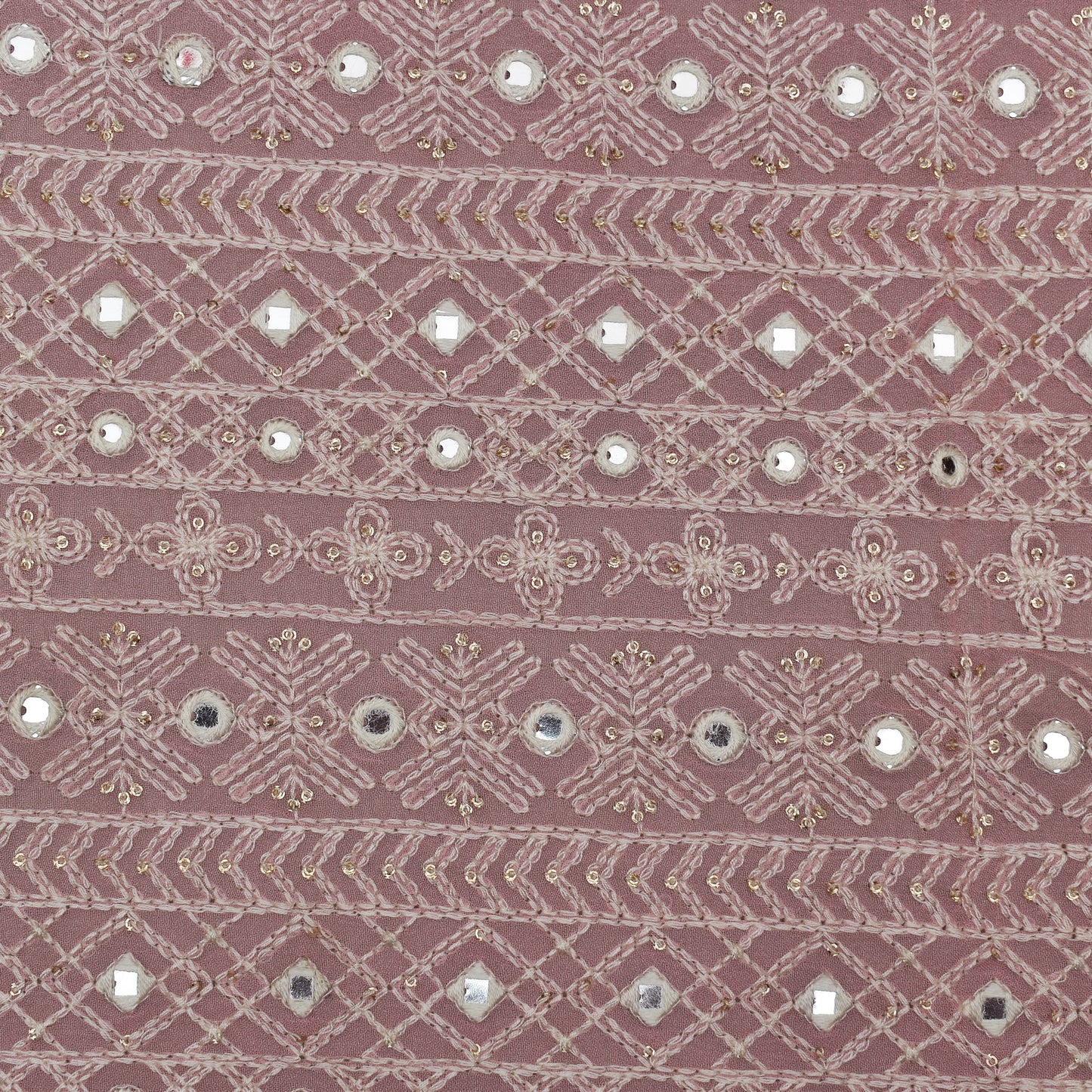 Pink Color Georgette Embroidery Fabric