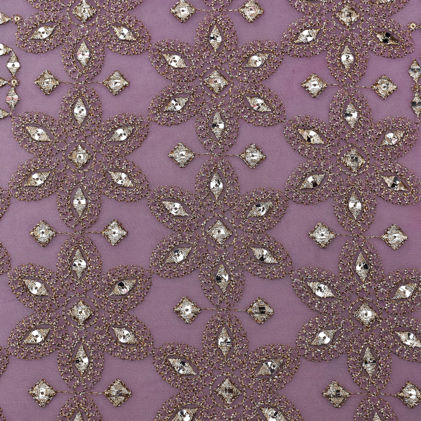 Lavender Color Georgette Embroidery Fabric