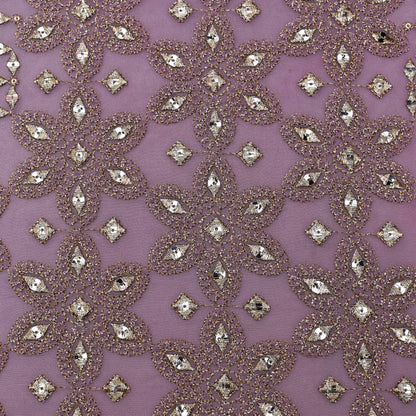 Lavender Color Georgette Embroidery Fabric