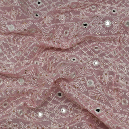 Pink Color Georgette Embroidery Fabric