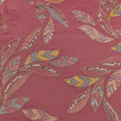 Pink Color Tissue Embroidery Fabric