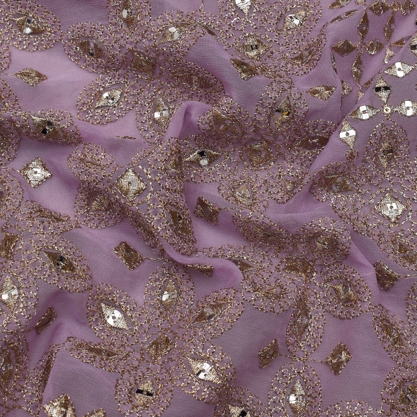 Lavender Color Georgette Embroidery Fabric