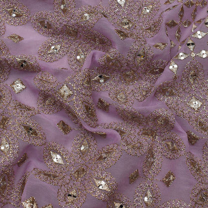 Lavender Color Georgette Embroidery Fabric