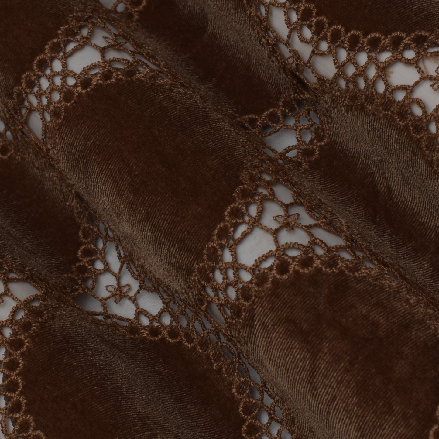 Brown Color Velvet Cut Work Fabric