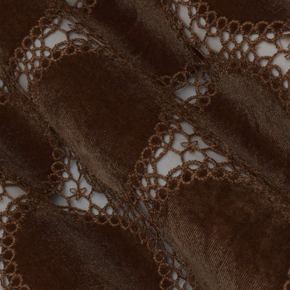 Brown Color Velvet Cut Work Fabric
