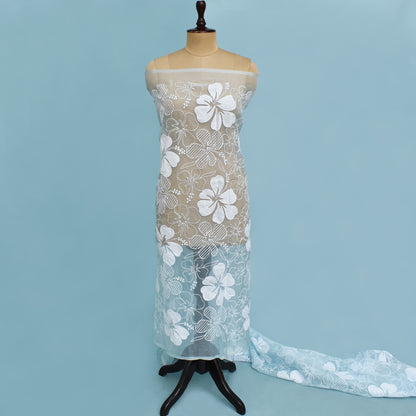 Sea Green Color Organza Embroidery Fabric