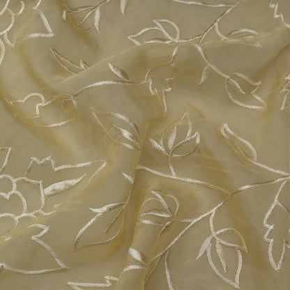 Cream Color Organza Embroidery Fabric