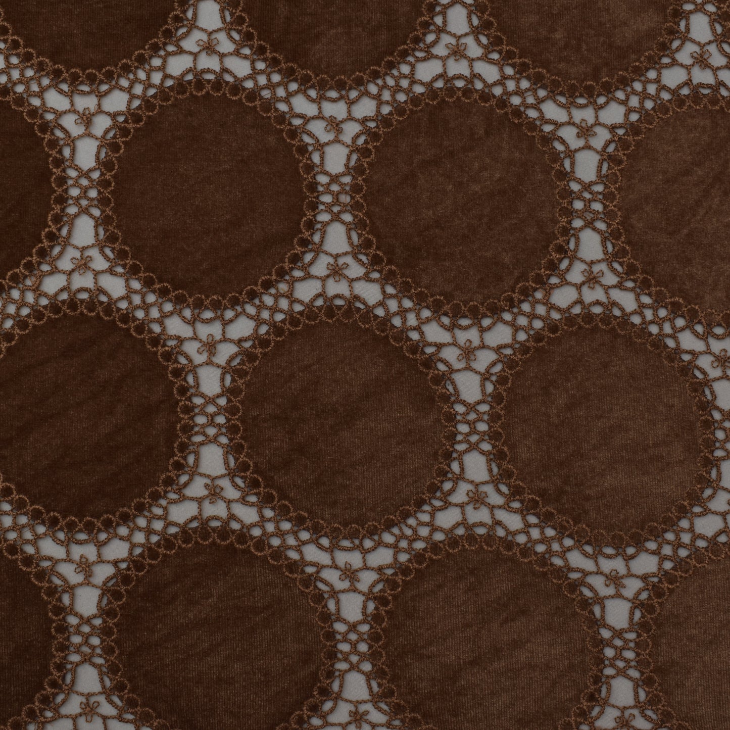Brown Color Velvet Cut Work Fabric