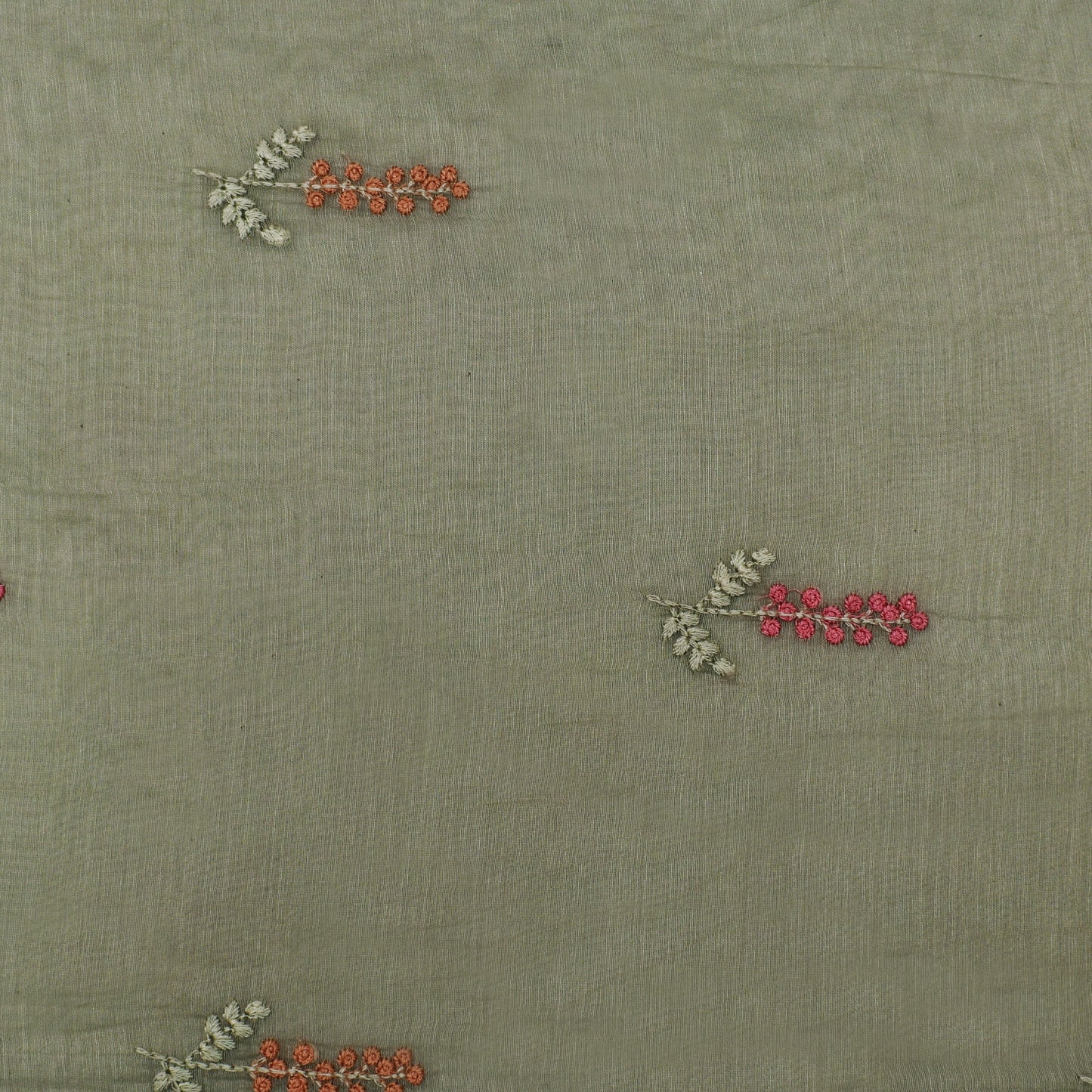 Sage Green Color Chanderi Booti Fabric