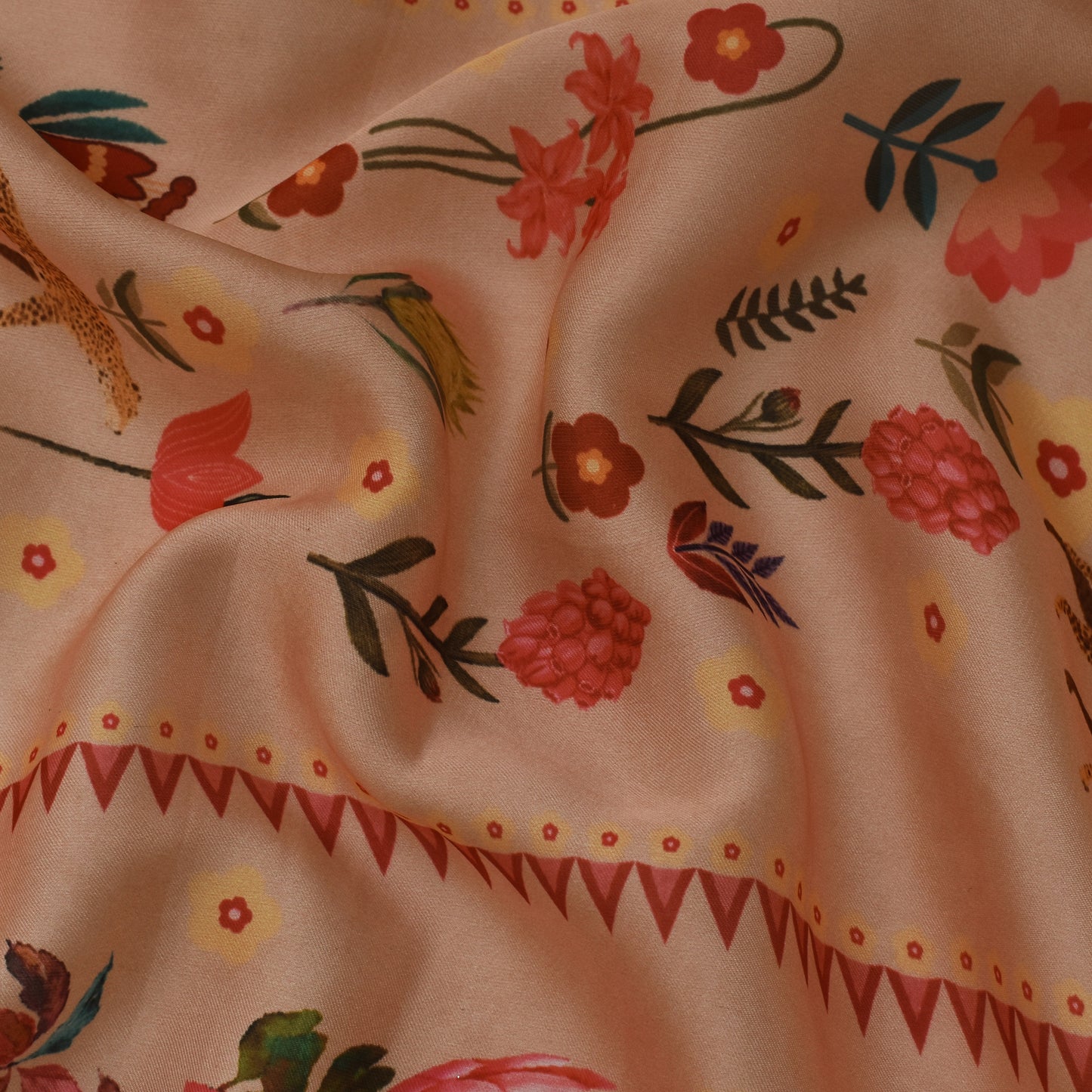 Multi Color Georgette Satin Print Fabric